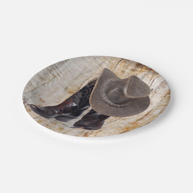Cowboy Boots and Hat Paper Plate (Angled)