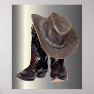 Cowboy Boots and Hat Poster