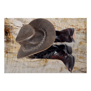 Cowboy Boots and Hat Poster