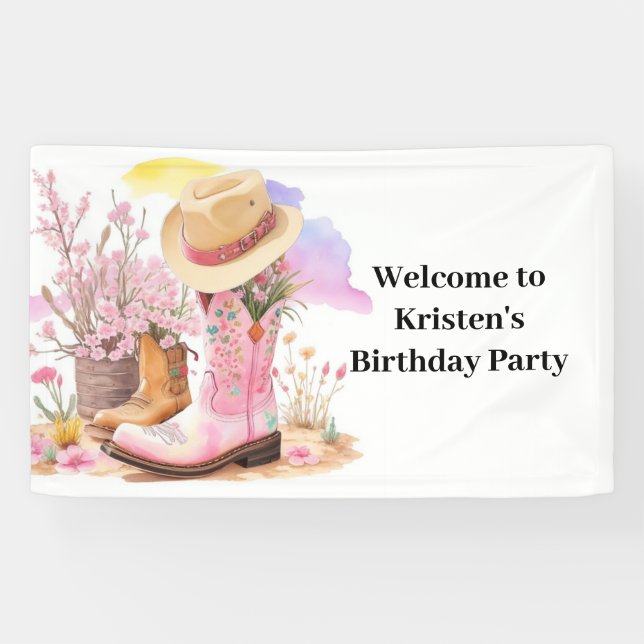 Cowboy Boots and Hats Birthday Banner (Horizontal)