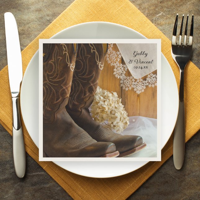 Cowboy Boots and Lace Country Western Wedding Napkin (Creator Uploaded)