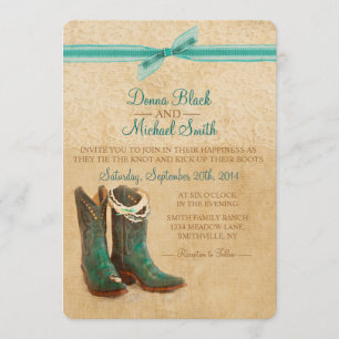 Cowboy Boots and Lace Wedding Invitation