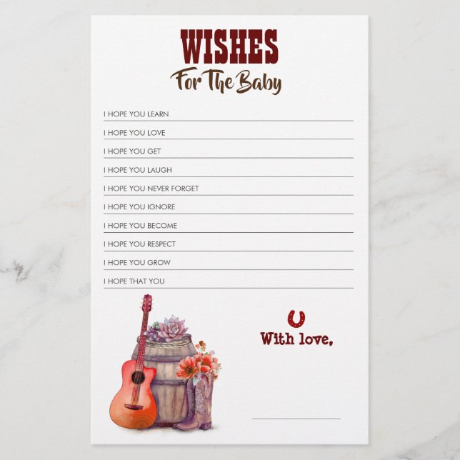 Cowboy Boots Baby Shower Game (Front)