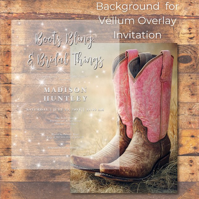 Cowboy Boots & Bling Bridal Shower Background Invitation (Creator Uploaded)