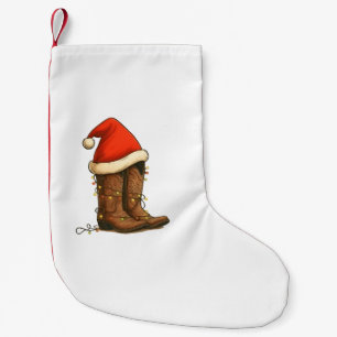 Cowboy Boots Christmas Western Santa Hat Small Christmas Stocking