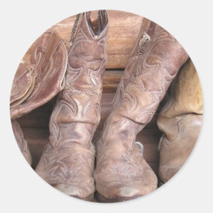 Cowboy Boots Classic Round Sticker