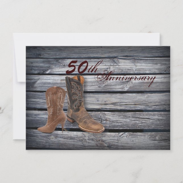 Cowboy Boots Country 50th wedding anniversary Invitation (Front)