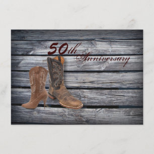 Cowboy Boots Country 50th wedding anniversary Invitation