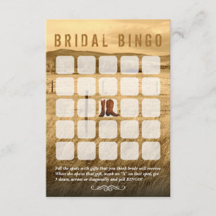 Cowboy Boots Country Bridal Shower Bingo Cards