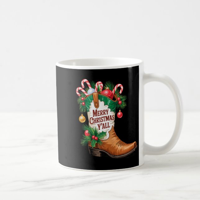 Cowboy Boots Country Western Merry Christmas Y'all Coffee Mug (Right)