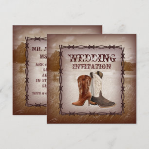 Cowboy Boots Country western Wedding Invitation