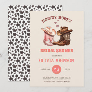 Cowboy Boots & Cow Print Western Bridal Shower Invitation