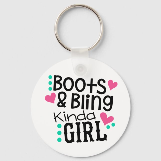 Cowboy Boots Cowgirl Bling Western Line Dancing Key Ring (Front)