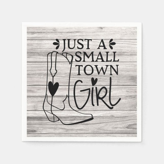 Cowboy Boots Cowgirl Country Girl Western Wood Napkin (Front)