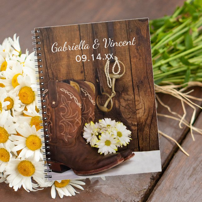 Cowboy Boots, Daisies Horse Bit Country Wedding Notebook (Creator Uploaded)