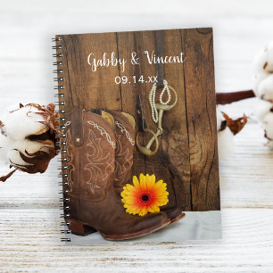Cowboy Boots, Daisy Horse Bit Country Wedding Notebook
