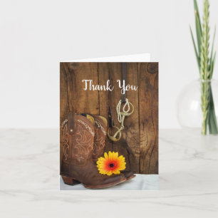 Cowboy Boots, Daisy, Horse Bit Western Thank You