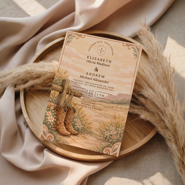 Cowboy Boots Desert Wedding Invitation (Creator Uploaded)