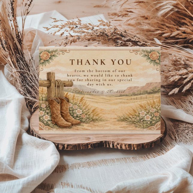 Cowboy Boots Desert Wedding Thank You Card (Creator Uploaded)