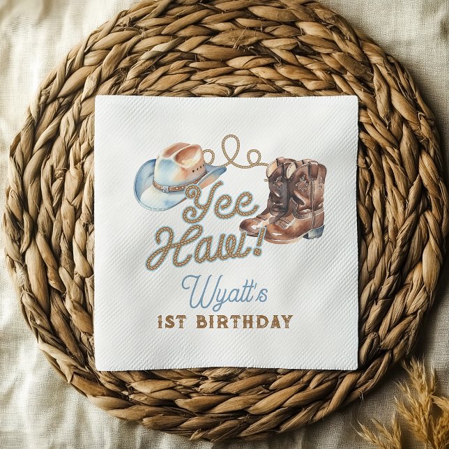 Cowboy Boots First Rodeo Birthday Party Napkins (Cowboy Boots First Rodeo Birthday Party Napkins)