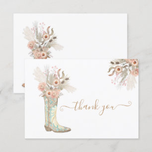 Cowboy Boots Floral Western Thank You Note