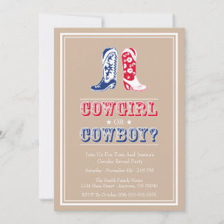 Cowboy Boots Gender Reveal Party Invitations