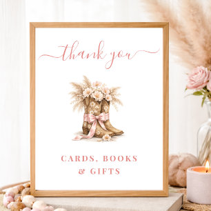 Cowboy Boots Girl Baby Shower Cards Books & Gifts  Poster