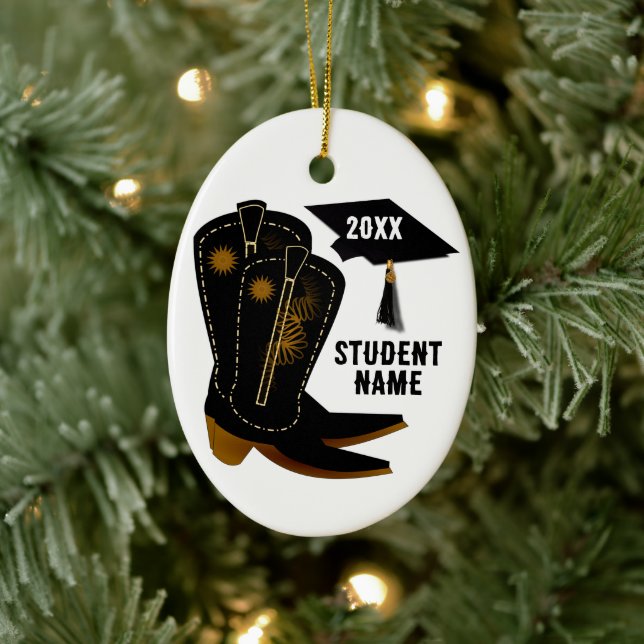 Cowboy Boots Graduation Ceramic Tree Decoration (Tree)