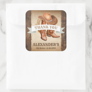 Cowboy Boots, Hat, and Lasso  Square Sticker