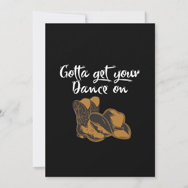 Cowboy Boots Hat Line Dance Music Country Gift Invitation (Front)