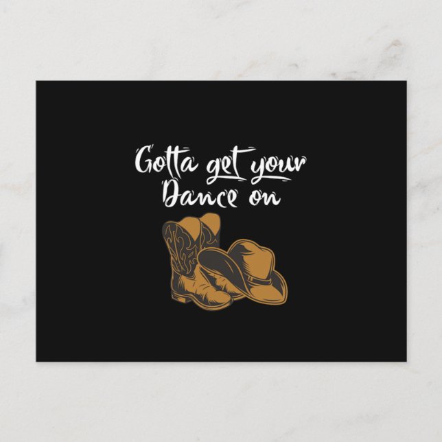 Cowboy Boots Hat Line Dance Music Country Gift Postcard (Front)