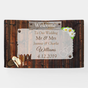Cowboy Boots, Hats and Daisies Wedding Banner