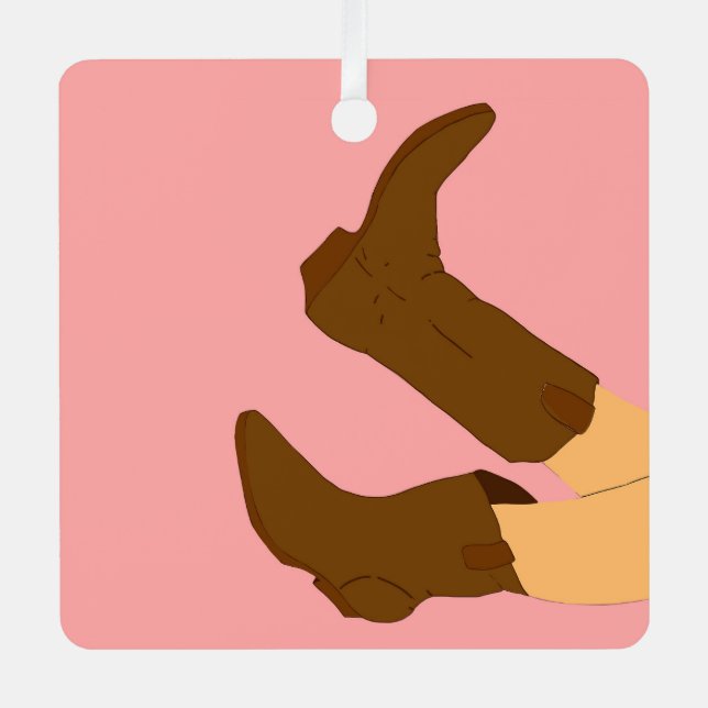 Cowboy Boots  Metal Tree Decoration (Front)