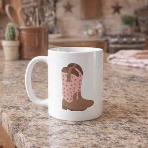 Cowboy Boots Modern Western Faux Glitter Stars Coffee Mug