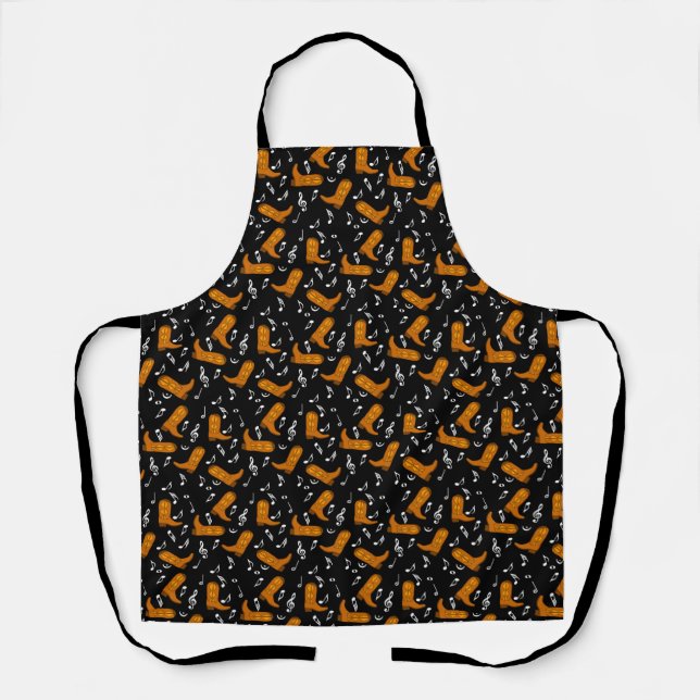 Cowboy Boots Music Notes Apron (Front)