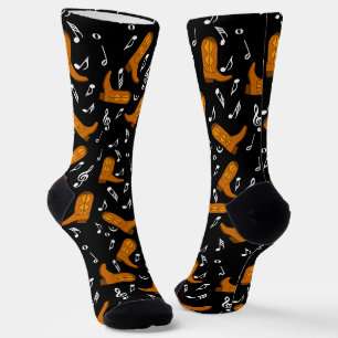 Cowboy Boots Music Notes Socks