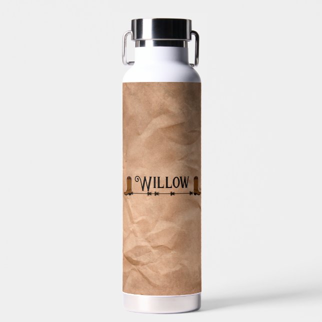 Cowboy Boots Name Water Bottle (Front)