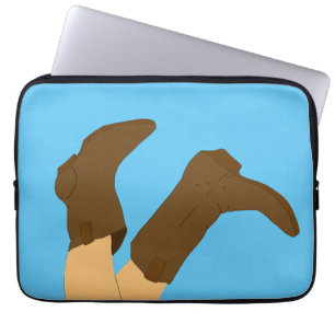 Cowboy Boots on Light Blue Background  Laptop Sleeve