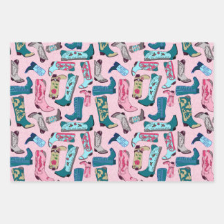 Cowboy boots - on pink wrapping paper sheet