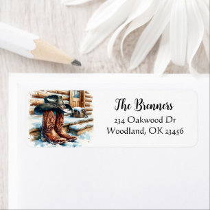 Cowboy Boots on the Front Porch on a Winter Day