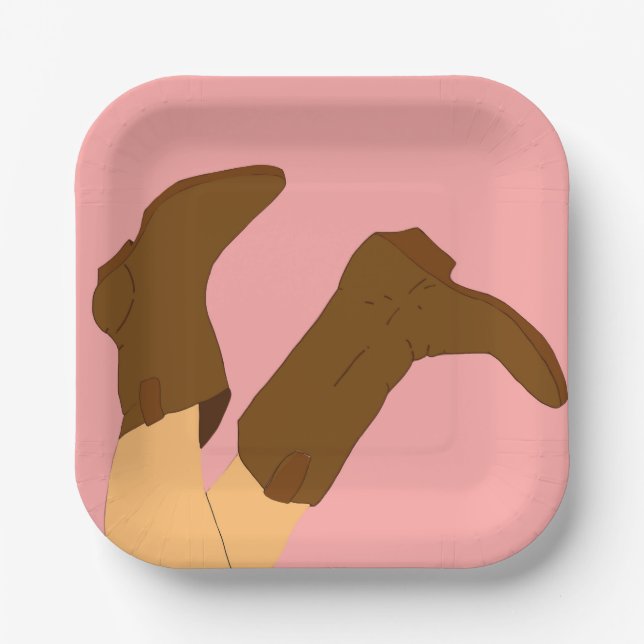 Cowboy Boots  Paper Plate (Front)