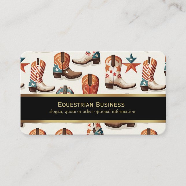 Cowboy boots pattern           business card (Front)