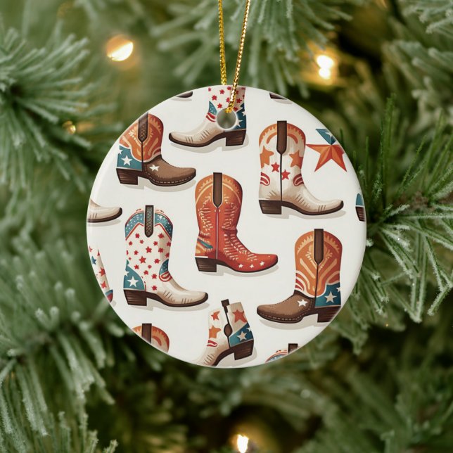 Cowboy boots pattern ceramic tree decoration (Tree)