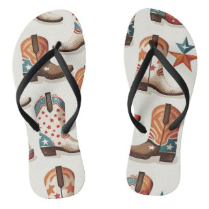 Cowboy boots pattern flip flops