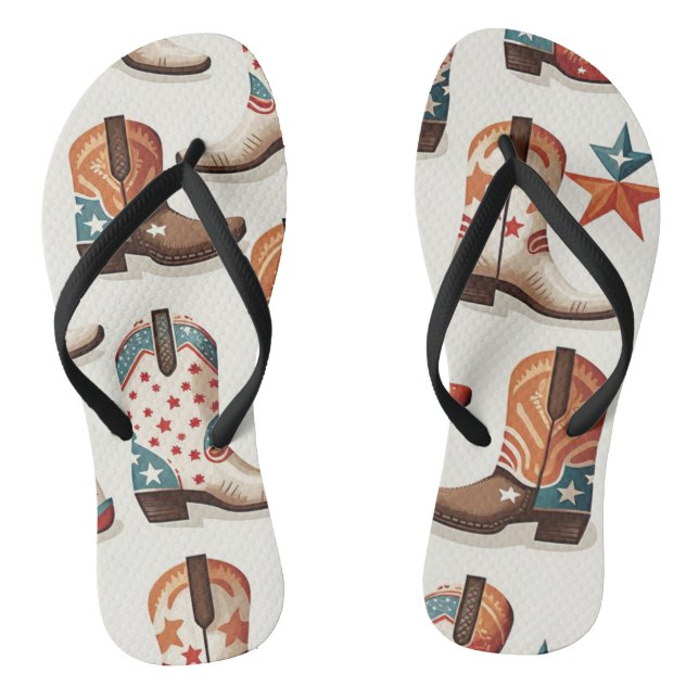 Cowboy boots pattern flip flops (Footbed)