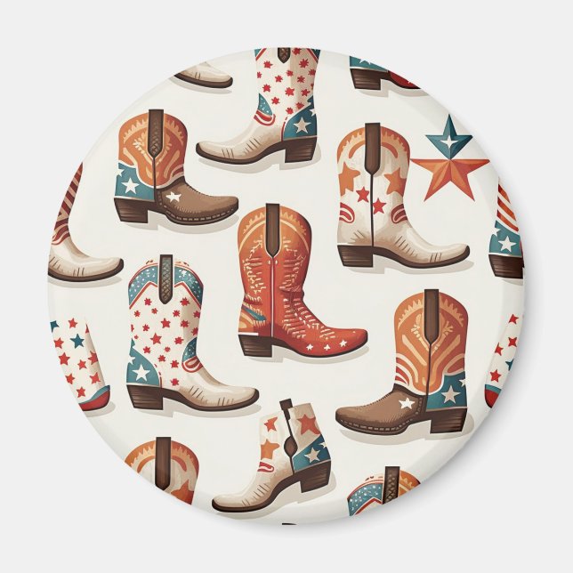 Cowboy boots pattern magnet (Front)