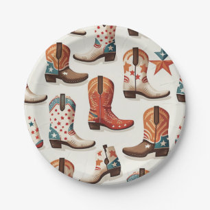 Cowboy boots pattern paper plate