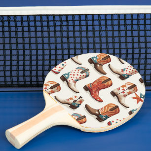 Cowboy boots pattern ping pong paddle