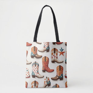Cowboy boots pattern tote bag