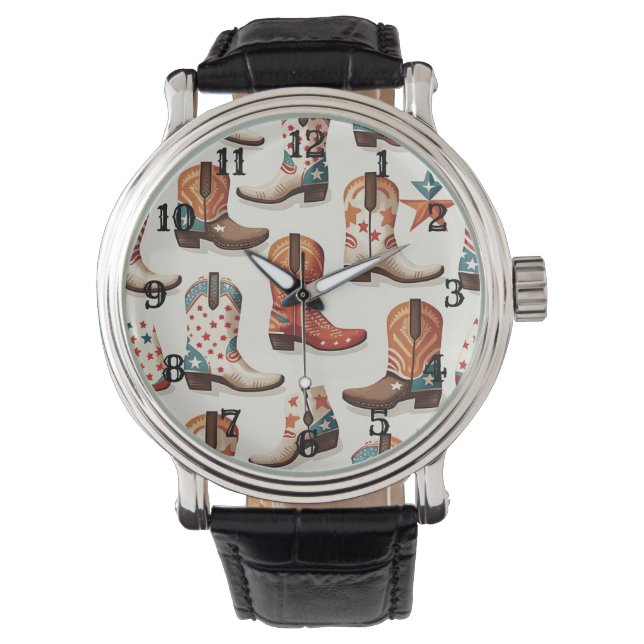 Cowboy boots pattern watch (Front)